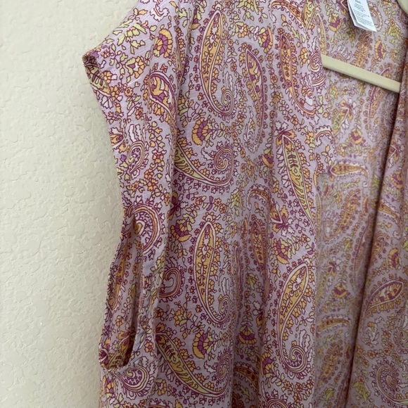 J. Crew Linen Blend Boho Paisley Printed Fringe Trim Beach Poncho Swim Cover Up - Picture 7 of 11